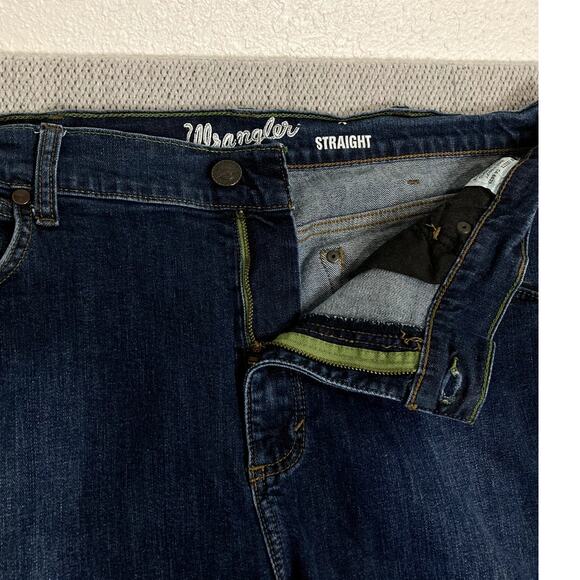 Wrangler Retro Slim Straight Jeans Mens 38X34 Blue Dark Wash Cowboy Western - Picture 5 of 13